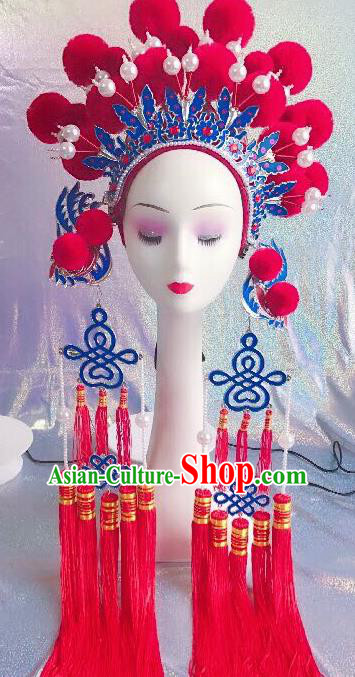 Traditional Chinese Opera Rosy Venonat Phoenix Coronet Headdress Peking Opera Diva Hair Accessories for Kids