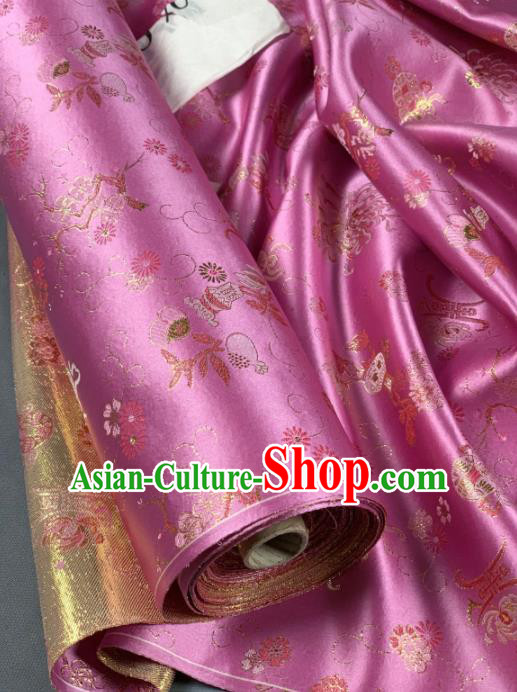 Chinese Classical Longevity Chrysanthemum Pattern Design Deep Pink Silk Fabric Asian Traditional Hanfu Brocade Material