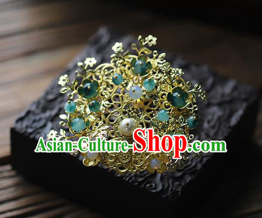 Traditional Chinese Handmade Palace Brass Hairpins Headdress Ancient Hanfu Hair Accessories for Women