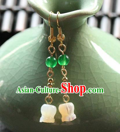 Traditional Chinese Handmade Convallaria Majalis Earrings Ancient Hanfu Ear Accessories for Women