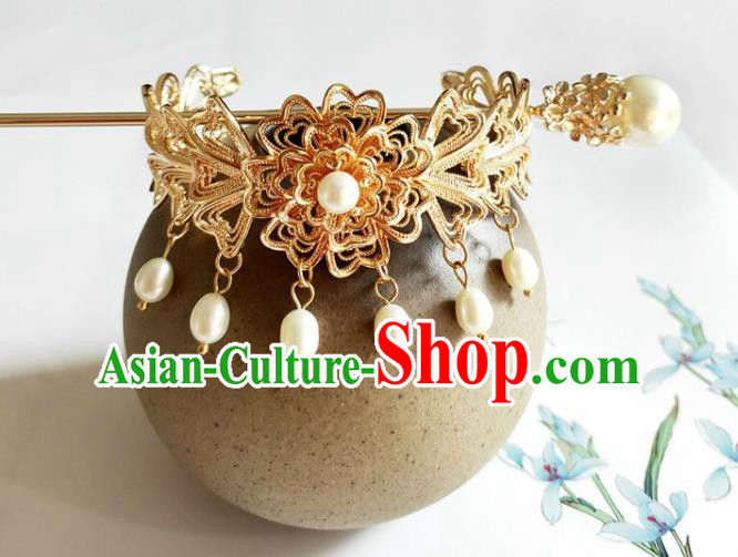 Traditional Chinese Golden Hairdo Crown and Hairpin Headdress Ancient Swordsman Hair Accessories for Women