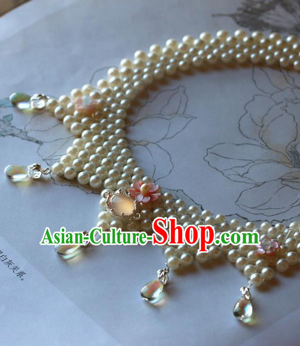 Traditional Chinese Handmade Necklace Ancient Hanfu Pearls Necklet Accessories for Women