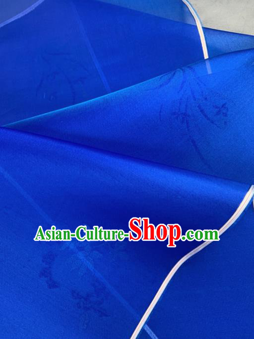 Chinese Traditional Orchid Pattern Design Royalblue Silk Fabric Asian Hanfu Material