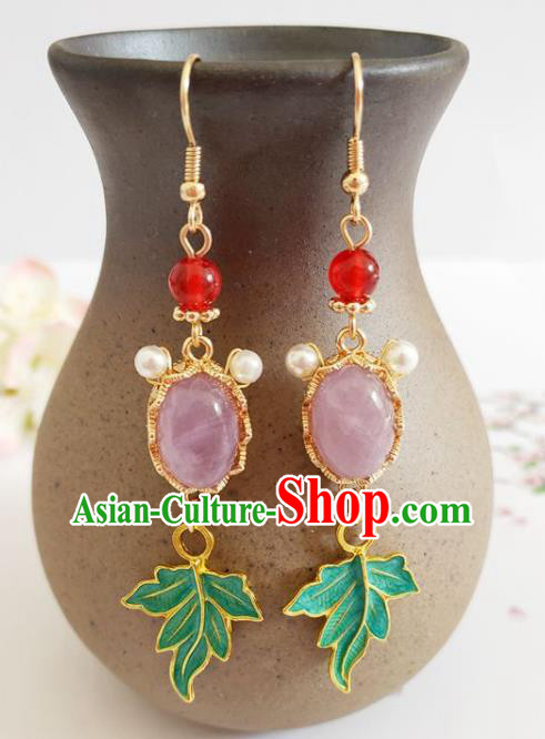 Traditional Chinese Handmade Pink Goldfish Earrings Ancient Hanfu Ear Accessories for Women