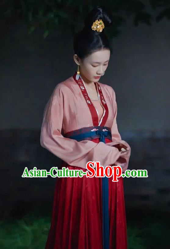 Chinese Ancient Palace Maid Drama Royal Nirvana Lu Wenxi Replica Costumes and Headpiece for Women