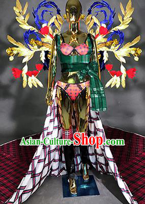 Top Stage Show Brazilian Carnival Costume Catwalks Miami Feathers Deluxe Wings for Women