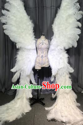 Top Miami Catwalks Deluxe White Feather Butterfly Wings Stage Show Brazilian Carnival Costume for Women