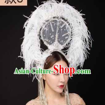 Traditional Chinese Stage Show Feather Headdress Handmade Catwalks Hair Accessories for Women