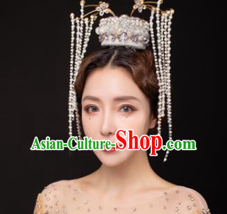 Traditional Chinese Stage Show Tassel Royal Crown Headdress Handmade Catwalks Hair Accessories for Women