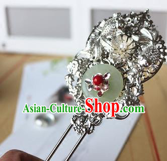 Traditional Chinese Bride Argent Hairpin Headdress Ancient Court Hair Accessories for Women