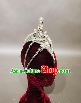 Top Stage Show Argent Royal Crown Headdress Handmade Catwalks Hair Accessories for Women