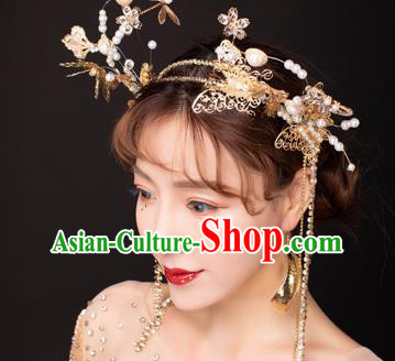 Top Stage Show Deluxe Golden Hair Clasp Headdress Handmade Catwalks Hair Accessories for Women