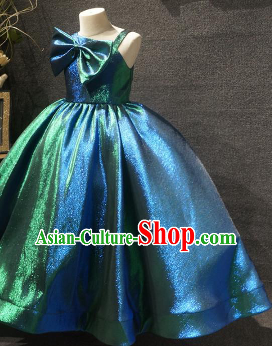 Top Grade Children Princess Green Full Dress Catwalks Stage Show Birthday Costume for Kids