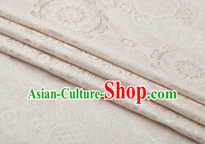 Chinese Traditional Avalokitesvara Pattern White Brocade Fabric Cheongsam Satin Tapestry Drapery