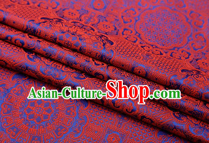 Chinese Traditional Avalokitesvara Pattern Red Brocade Fabric Cheongsam Satin Tapestry Drapery