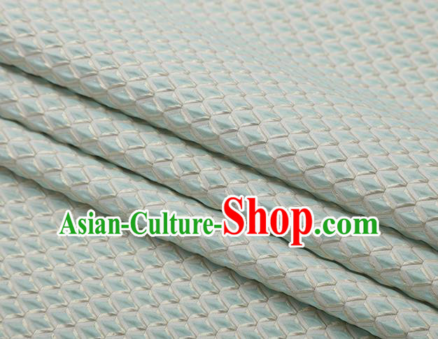 Chinese Traditional Rhomboids Pattern Light Green Brocade Fabric Cheongsam Satin Tapestry Drapery