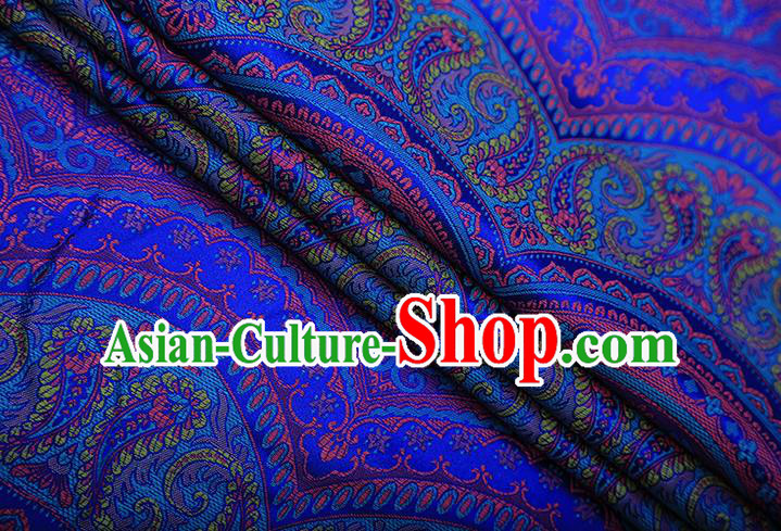 Chinese Traditional Pattern Design Royalblue Brocade Fabric Cheongsam Satin Tapestry Drapery