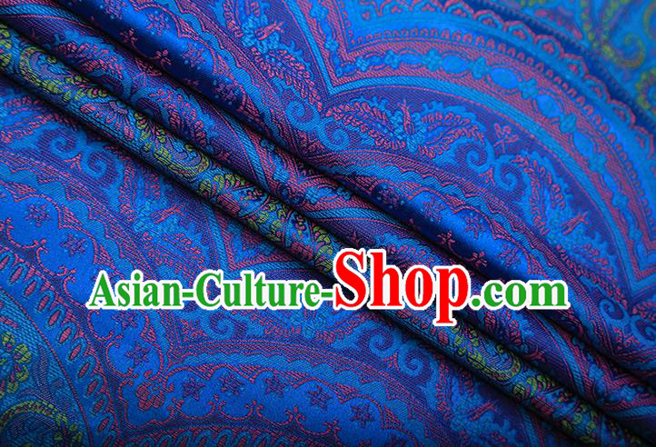 Chinese Traditional Pattern Design Deep Blue Brocade Fabric Cheongsam Satin Tapestry Drapery