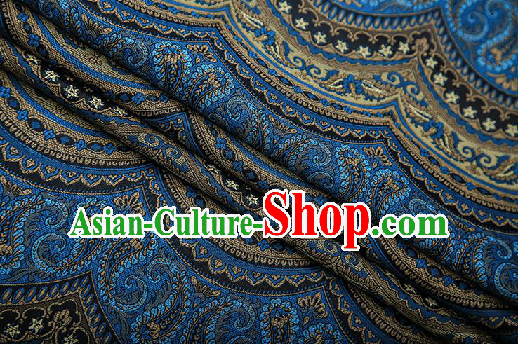 Chinese Traditional Pattern Design Peacock Blue Brocade Fabric Cheongsam Satin Tapestry Drapery