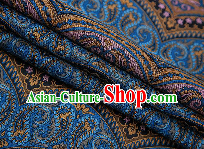 Chinese Traditional Pattern Design Navy Brocade Fabric Cheongsam Satin Tapestry Drapery