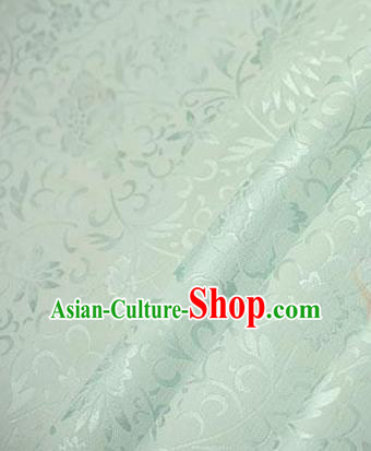 Chinese Traditional Little Flowers Pattern Design Light Green Brocade Fabric Hanfu Dress Satin Tapestry Drapery