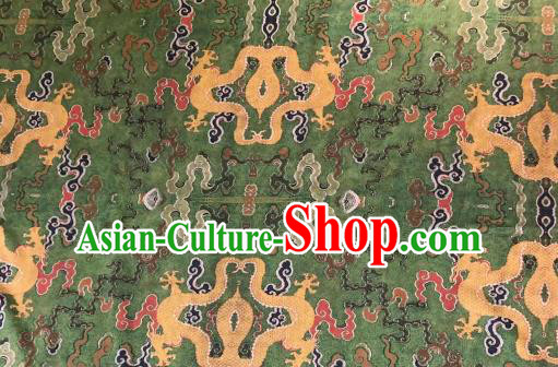 Chinese Traditional Cloud Dragon Design Pattern Green Silk Fabric Cheongsam Gambiered Guangdong Gauze Drapery