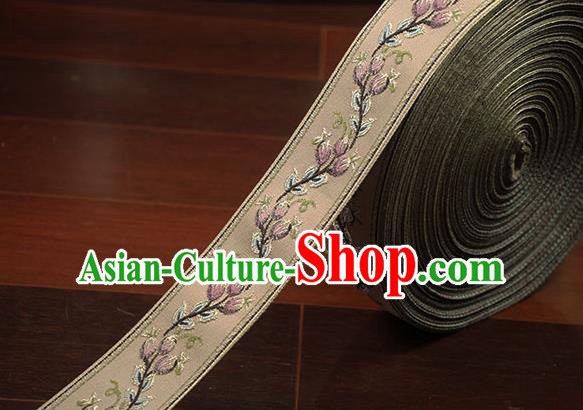 Chinese Traditional Embroidered Brown Braid Band Decorative Border Collar Accessories