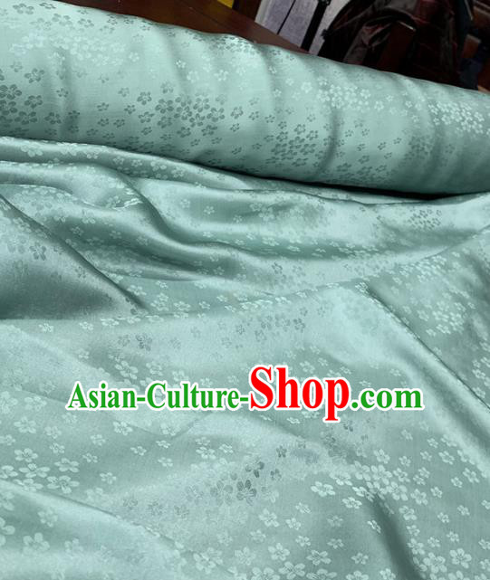 Chinese Traditional Sakura Design Pattern Green Silk Fabric Cheongsam Mulberry Silk Drapery