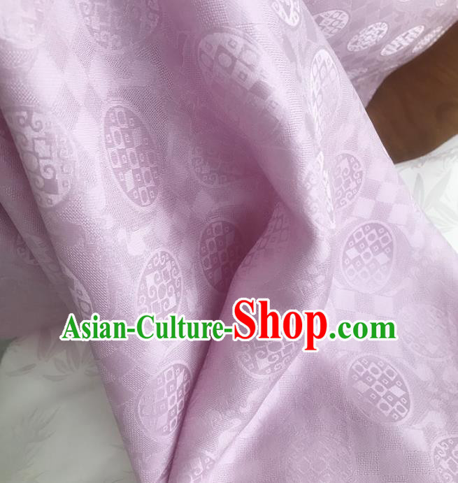 Chinese Traditional Round Design Pattern Lilac Silk Fabric Cheongsam Mulberry Silk Drapery