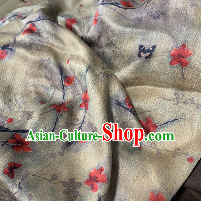 Chinese Traditional Red Flower Design Pattern Silk Fabric Cheongsam Mulberry Silk Drapery