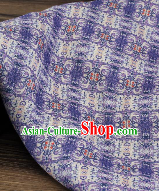 Chinese Traditional Design Pattern Purple Ramie Fabric Cheongsam Ramee Drapery