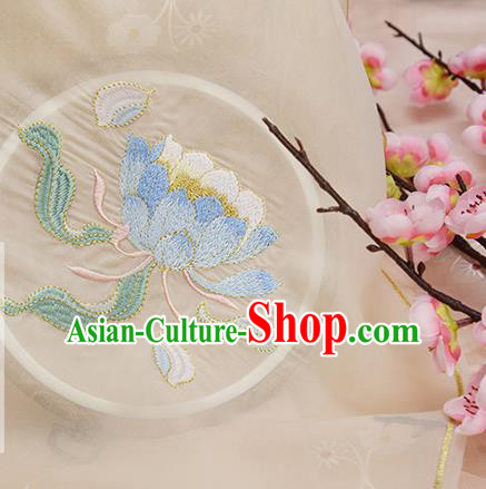 Chinese Traditional Embroidered Epiphyllum Beige Cloth Applique Accessories Embroidery Patch