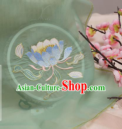Chinese Traditional Embroidered Epiphyllum Green Cloth Applique Accessories Embroidery Patch