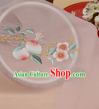 Chinese Traditional Embroidered Peach Flower Pink Chiffon Applique Accessories Embroidery Patch