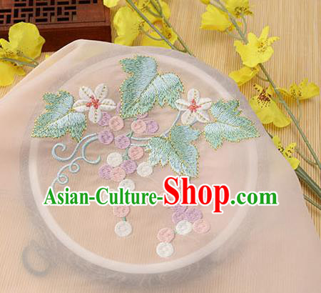 Chinese Traditional Embroidered Grape Leaf Orange Chiffon Applique Accessories Embroidery Patch