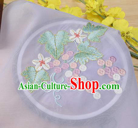 Chinese Traditional Embroidered Grape Leaf Lilac Chiffon Applique Accessories Embroidery Patch