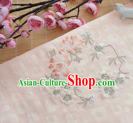 Chinese Traditional Embroidered Plum Lotus Pink Silk Applique Accessories Embroidery Patch