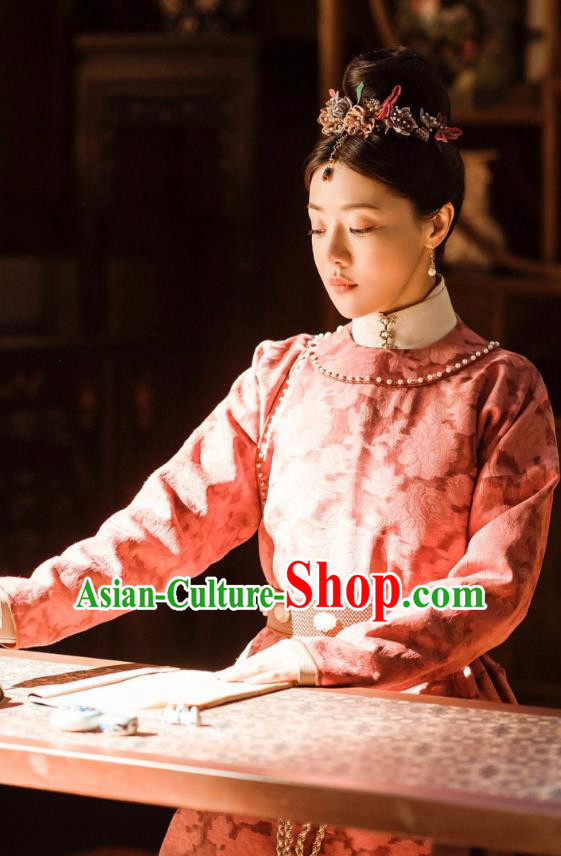 Chinese Ancient Court Maid Drama Empress of the Ming Dynasty Hu Shanxiang Replica Costumes and Headpiece Complete Set