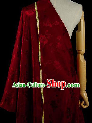 Chinese Classical Pattern Design Dark Red Silk Fabric Asian Traditional Hanfu Mulberry Silk Material