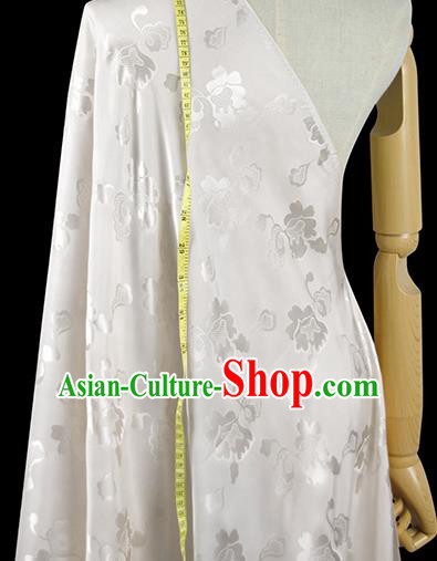Chinese Classical Pattern Design White Silk Fabric Asian Traditional Hanfu Mulberry Silk Material