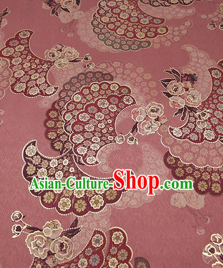Chinese Classical Paeonia Lactiflora Pattern Design Pink Brocade Fabric Asian Traditional Hanfu Satin Material