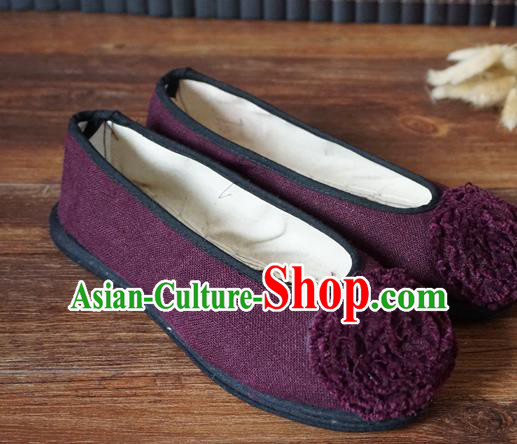 Traditional Chinese Purple Cloth Shoes National Wedding Shoes Hanfu Shoes for Women