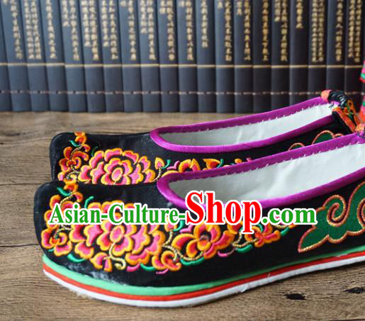 Traditional Chinese Wedding Black Embroidered Shoes Princess Shoes National Shoes Hanfu Shoes for Women