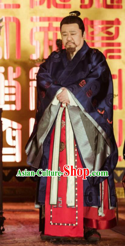 Chinese Ancient Ming Dynasty Crown Prince Drama Zhu Gaochi Replica Costumes and Headpiece Complete Set