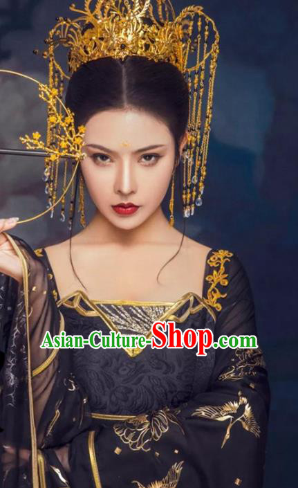 Traditional Chinese Court Black Hanfu Dress Ancient Tang Dynasty Imperial Consort Replica Costumes for Women