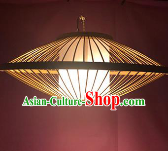 Chinese Traditional Bamboo Weaving UFO Palace Lanterns Handmade Hanging Lantern Lamp