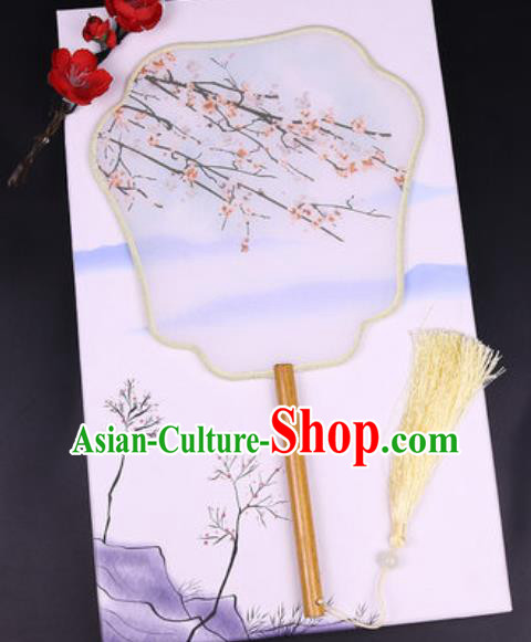 Chinese Traditional Painting Plum Flowers Palace Fans Handmade Classical Dance Silk Fan for Women