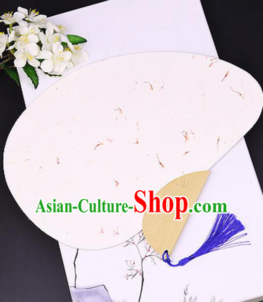Chinese Traditional Beige Art Paper Fans Handmade Bamboo Plover Fan