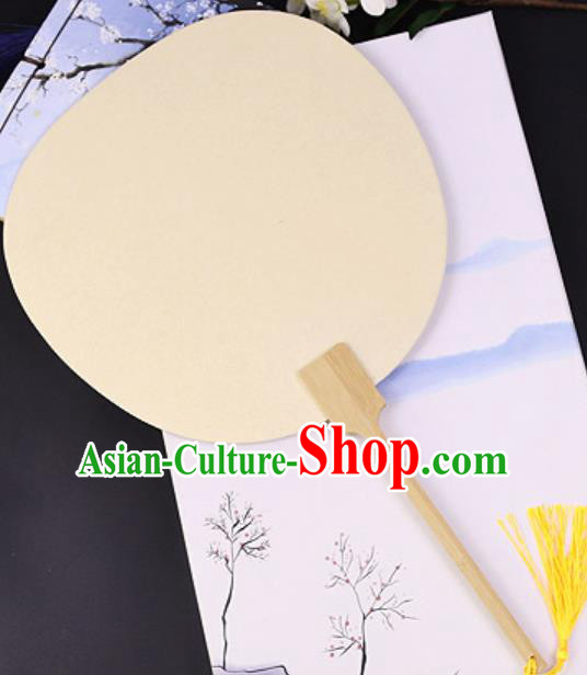 Chinese Traditional Yellow Art Paper Palace Fans Handmade Round Fan for Women