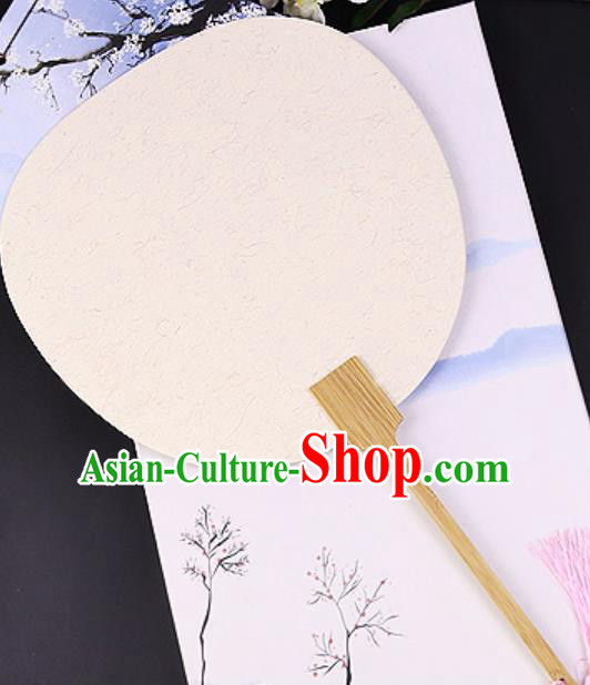 Chinese Traditional Beige Art Paper Palace Fans Handmade Round Fan for Women